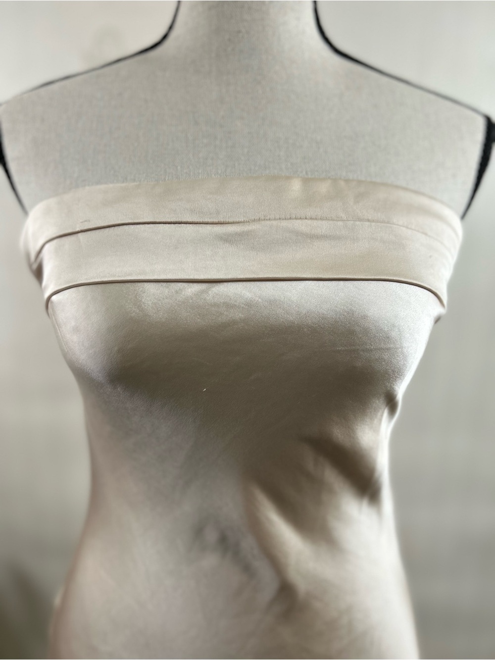 Strapless Satin Sheath Dress in Cream